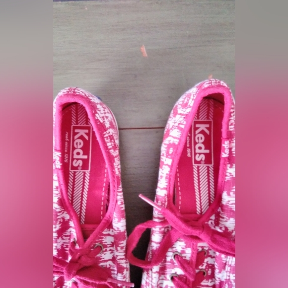 Keds Red & White Patterned Canvas Sneakers - Picture 2 of 7